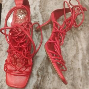 Vince Camuto Bold Red Lace-Up Heels